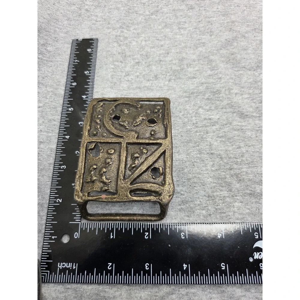 Vintage Solid Brass Family Crest Coat of Arms Oversized Large Belt Buckle